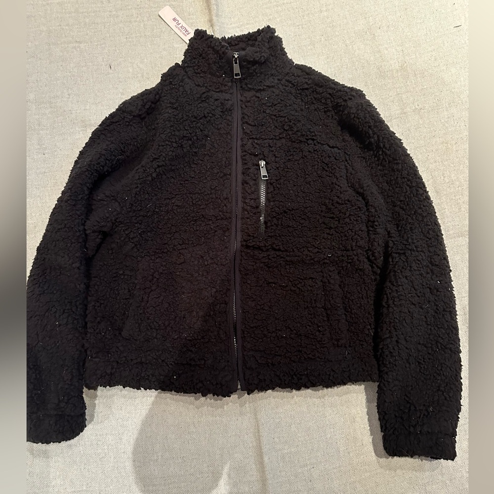 Black love tree Sherpa zip up jacket.